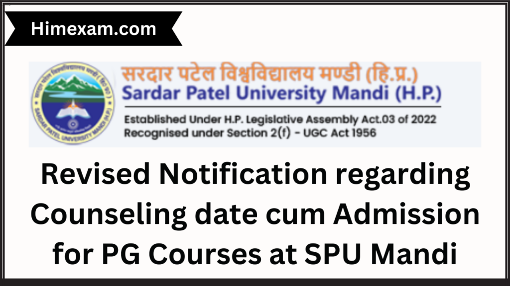 Revised Notification Regarding Counseling Date Cum Admission For Pg