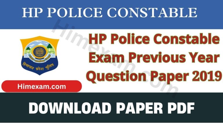 HP Police Constable Exam Previous Year Question Paper 2019