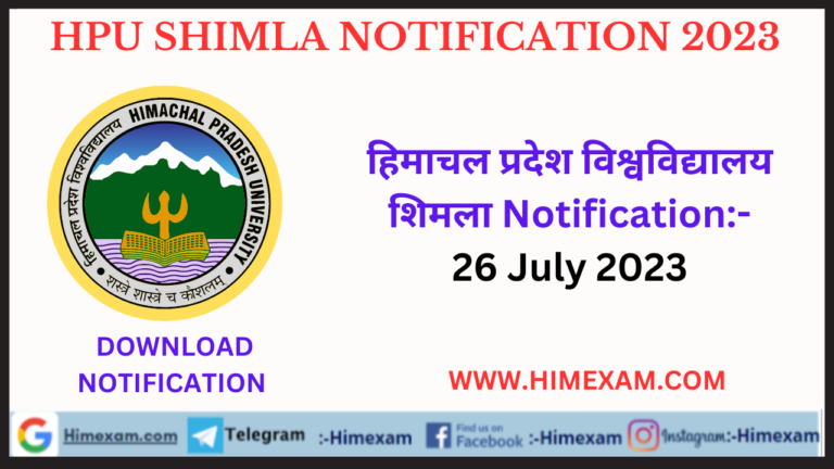 hpu shimla all notifications:-26 July 2023