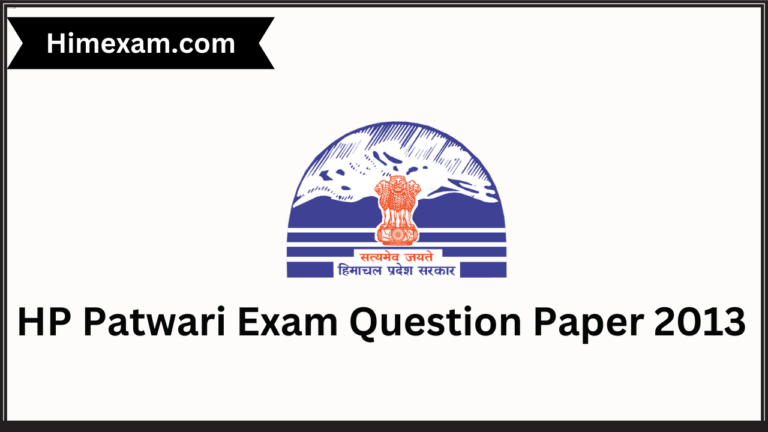 HP Patwari Exam Question Paper 2013