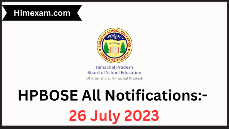 HPBOSE All Notifications:- 26 July 2023