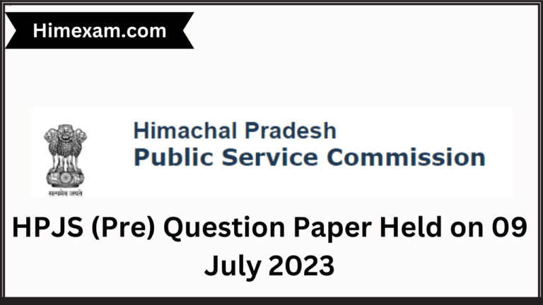 HPJS (Pre) Question Paper Held on 09 July 2023