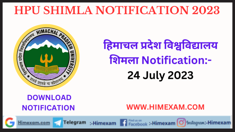 hpu shimla all notifications:- 24 July 2023