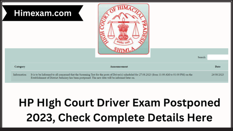 HP HIgh Court Driver Exam Postponed 2023, Check Complete Details Here