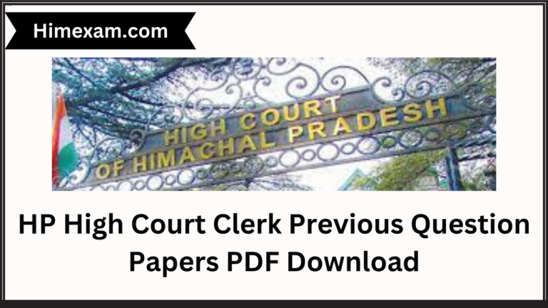 HP High Court Clerk Previous Question Papers PDF Download