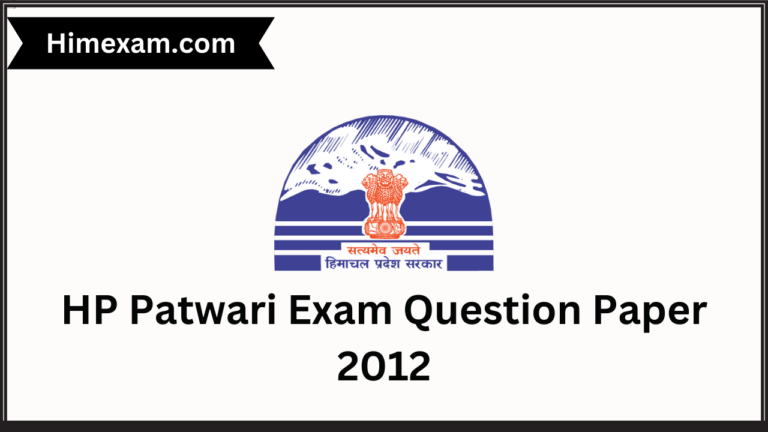 HP Patwari Exam Question Paper 2012