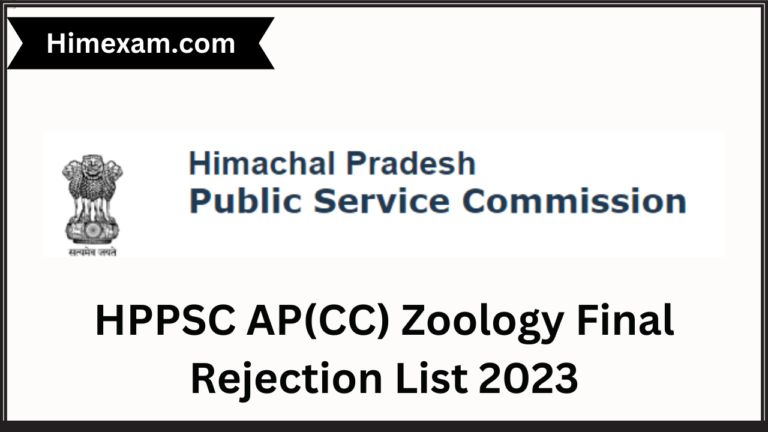HPPSC AP(CC) Zoology Final Rejection List 2023