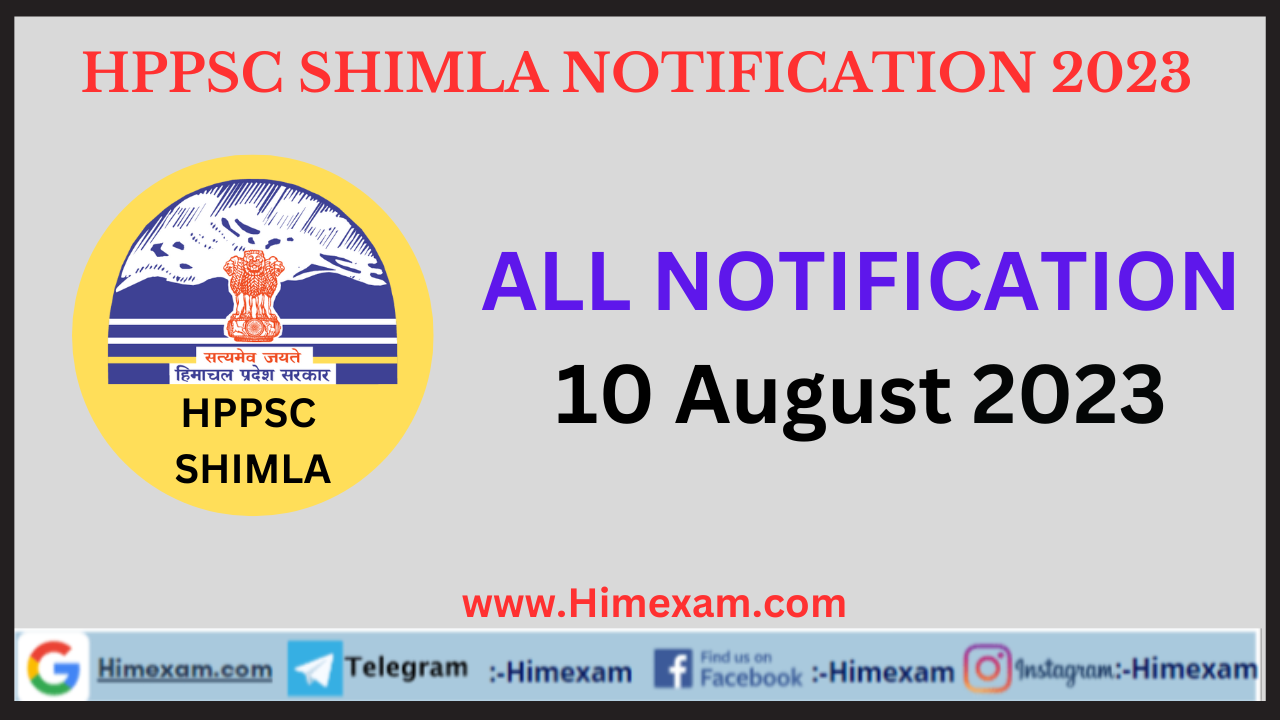 HPPSC Shimla All Notifications 10 August 2023