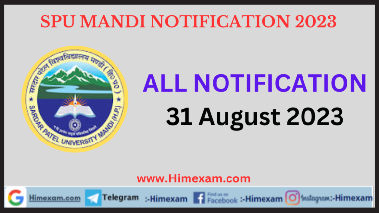 SPU Mandi All Notifications 31 August 2023