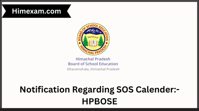 Notification Regarding SOS Calender:- HPBOSE