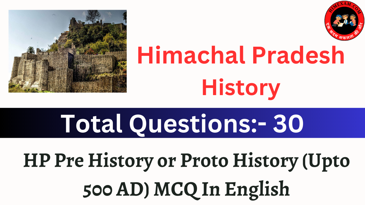 HP Pre History or Proto History (Upto 500 AD) MCQ In English