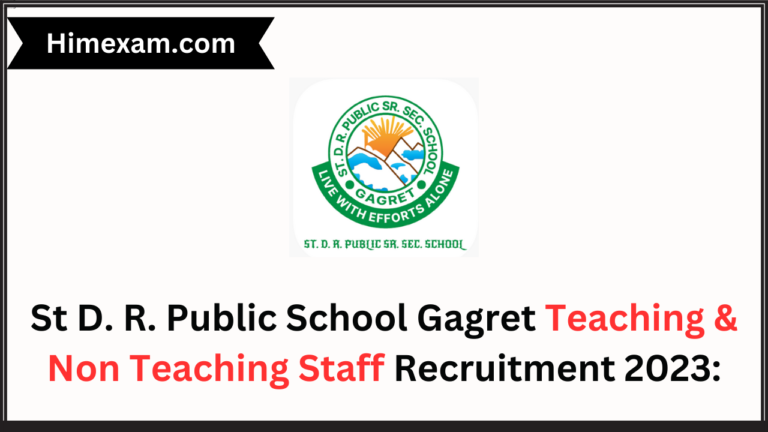 St D. R. Public School Gagret Teaching & Non Teaching Staff Recruitment 2023: