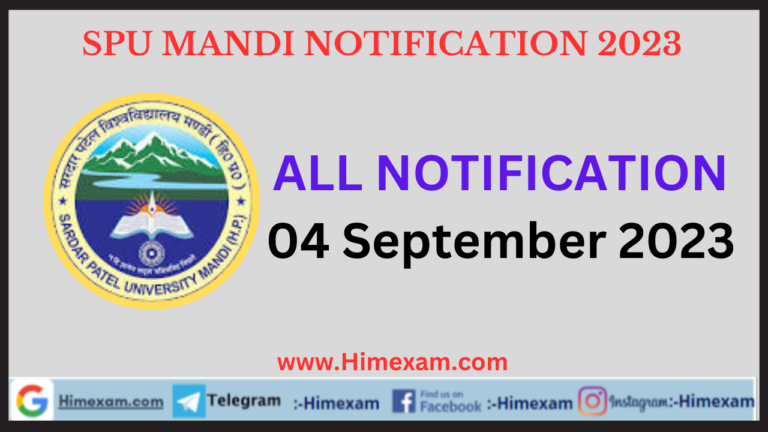 SPU Mandi All Notifications 02 September 2023