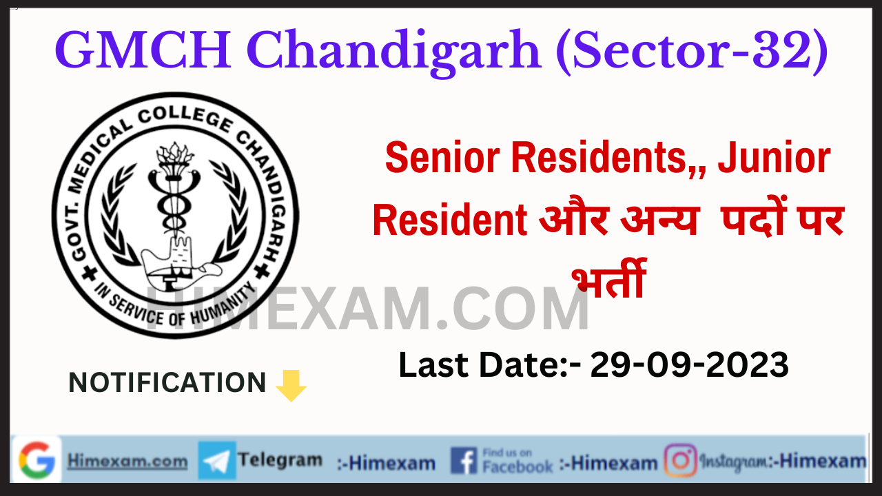 GMCH Chandigarh Various Posts Recruitment 2023 Notification & Apply Online For 144 Posts