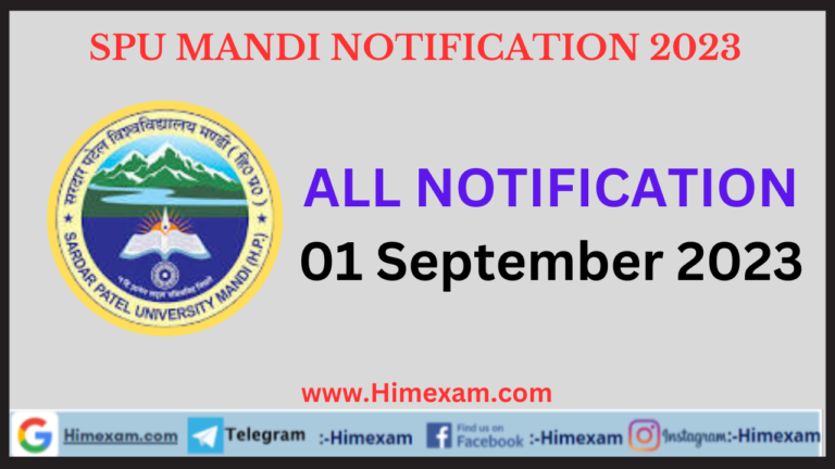 SPU Mandi All Notifications 01 September 2023