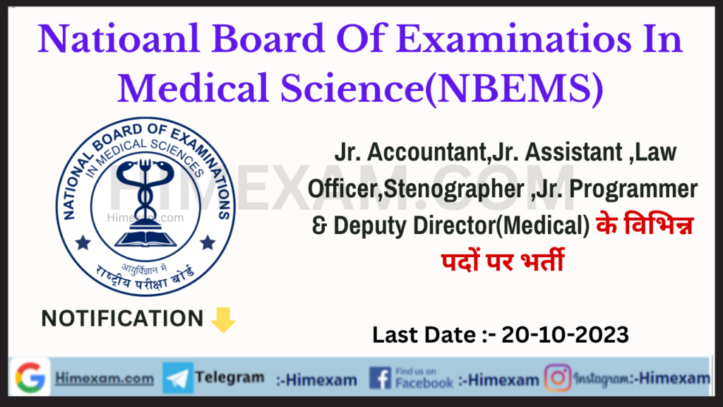 NBEMS Jr. Accountant,Jr. Assistant & Other Posts Recruitment 2023 ...