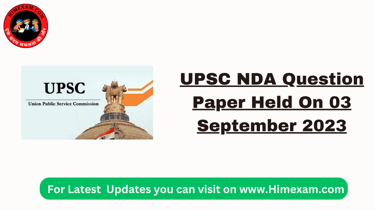 UPSC NDA Question Paper Held On 03 September 2023