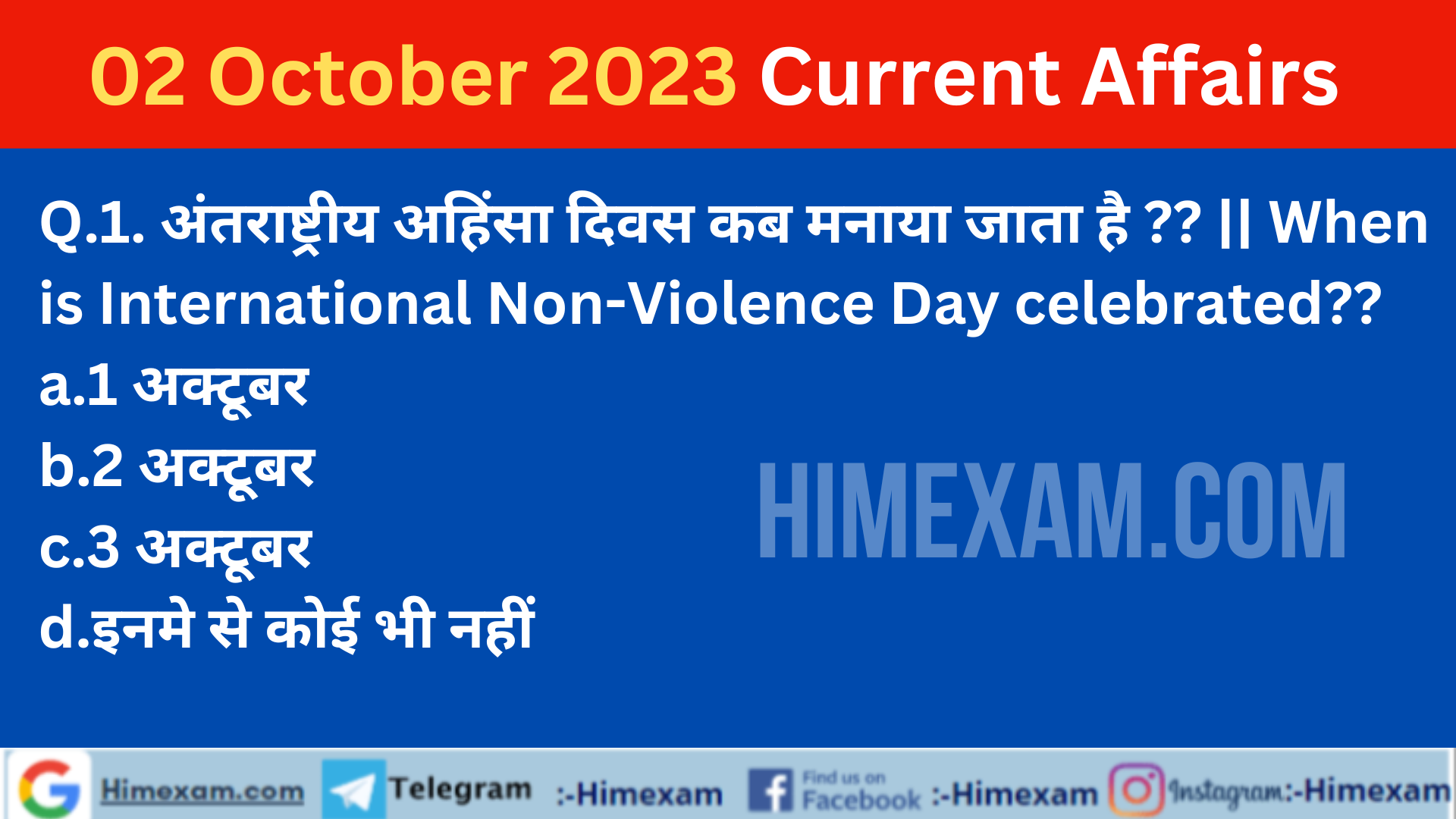 Daily Current Affairs 02 October 2023