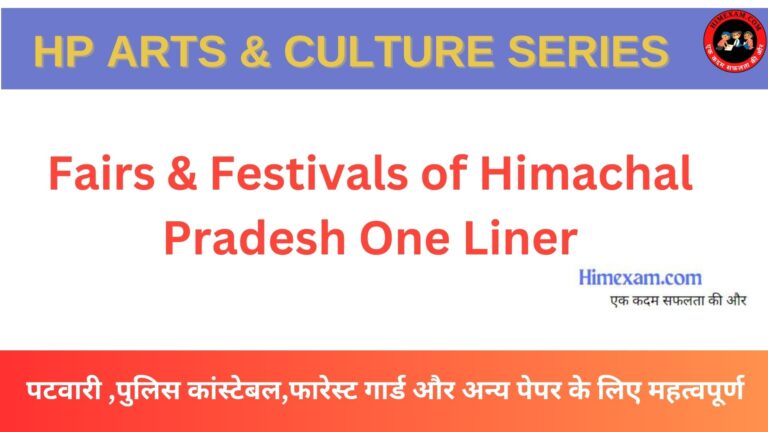 Religious Beliefs And Practices of Himachal Pradesh One Liner