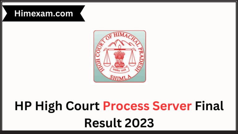 HP High Court Process Server Final Result 2023