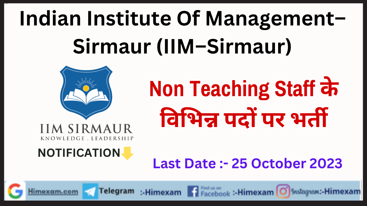 IIM Sirmaur Non Teaching Staff Recruitment 2023