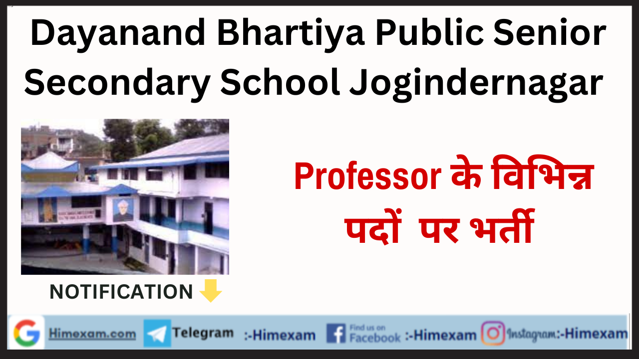 Dayanand Bhartiya Public Senior Secondary School Jogindernagar Teaching Staff Recruitment 2023