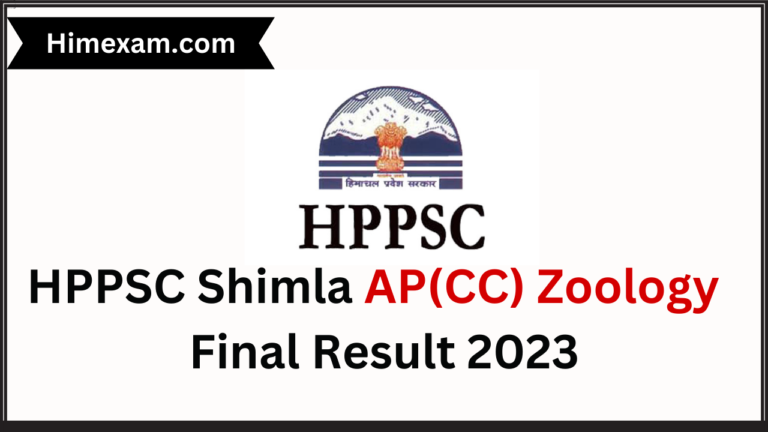 HPPSC Shimla AP(CC) Zoology Final Result 2023
