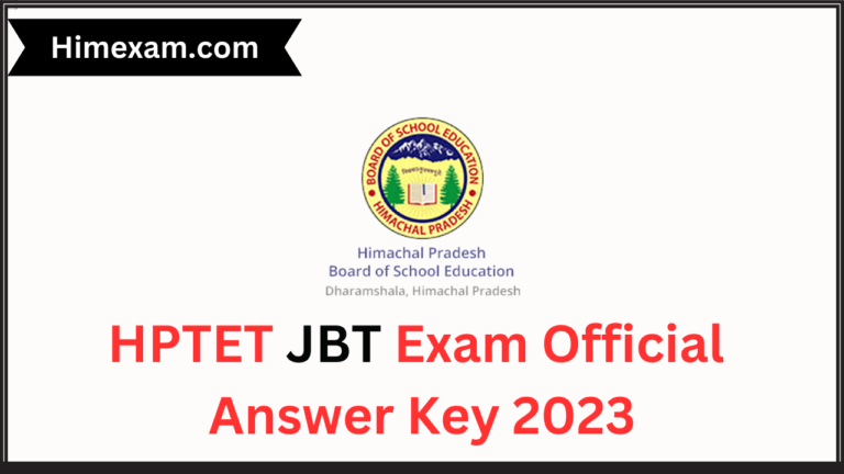 HPTET JBT Exam Official Answer Key 2023