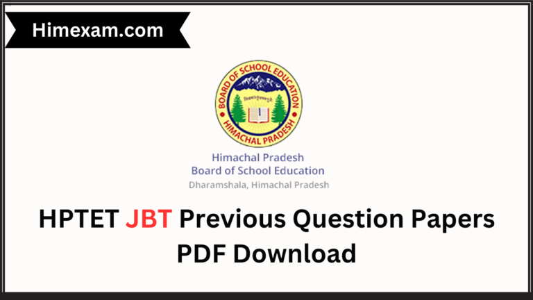 HPTET JBT Previous Question Papers PDF Download