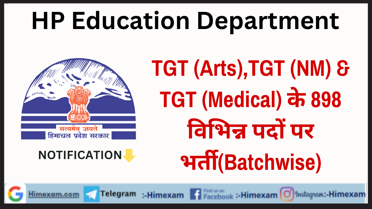 HP Education Department TGT Recruitment 2023(Batchwise)