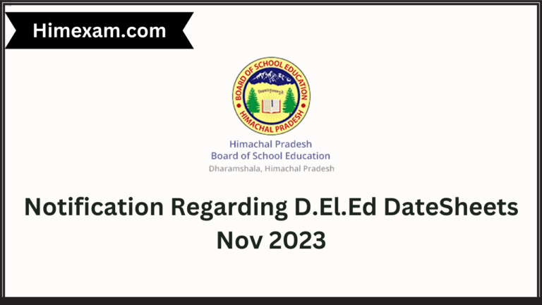 Notification Regarding D.El.Ed DateSheets Nov 2023