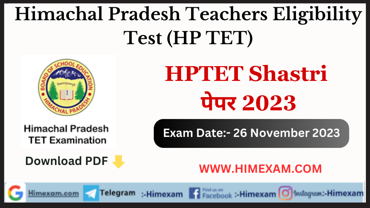 HPTET Shastri Question Paper Held On 26 November 2023