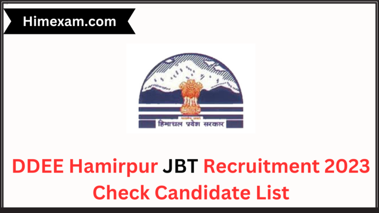 DDEE Hamirpur JBT Recruitment 2023 Check Candidate List