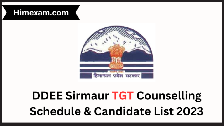 DDEE Sirmaur TGT Counselling Schedule & Candidate List 2023