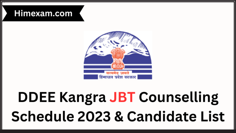 DDEE Kangra JBT Counselling Schedule 2023