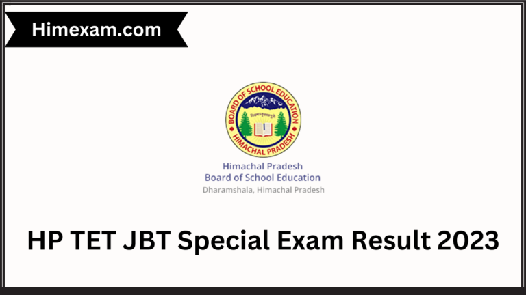 HP TET JBT Special Exam Result 2023