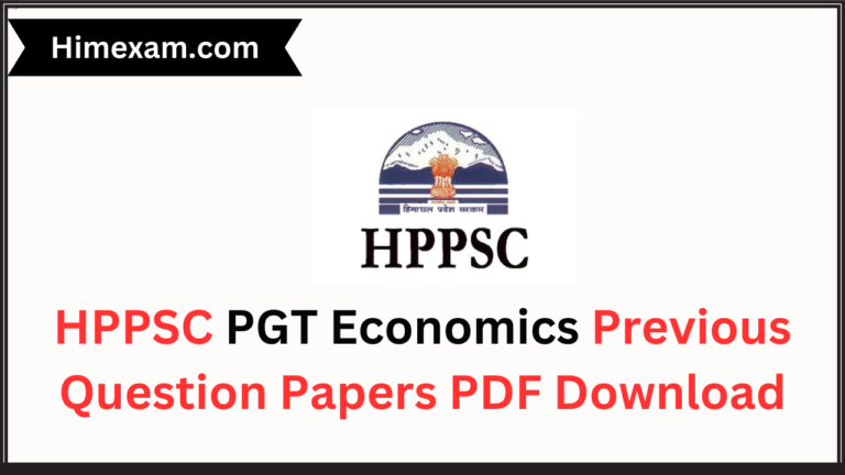 HPPSC PGT Economics Previous Question Papers PDF Download