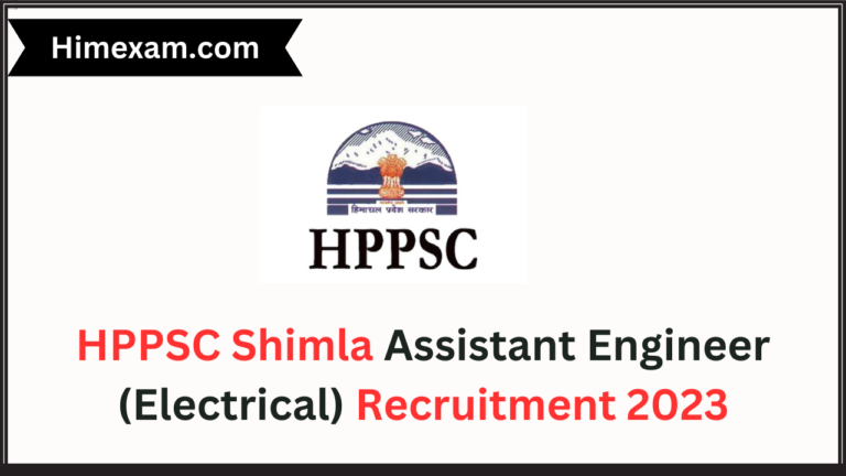 HPPSC Shimla Assistant Engineer (Electrical) Recruitment 2023