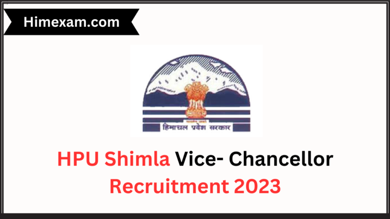 HPU Shimla Vice- Chancellor Recruitment 2023