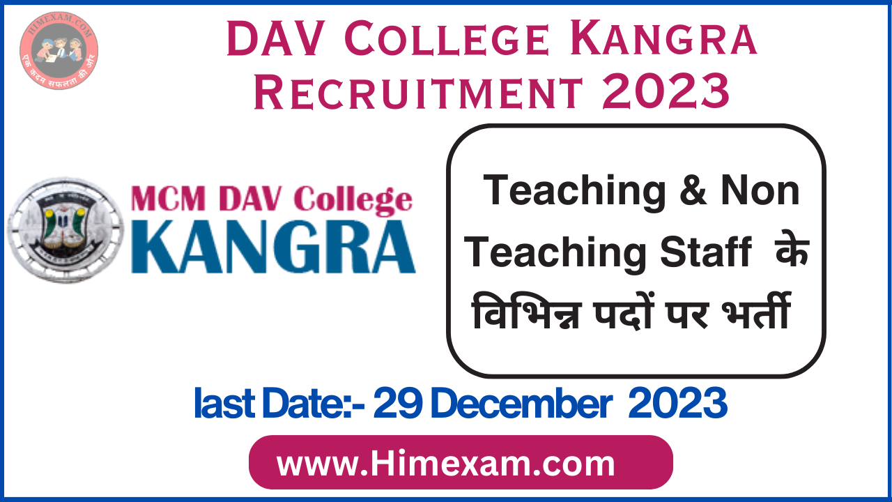 DAV College Kangra Teaching & Non Teaching Staff Recruitment 2023