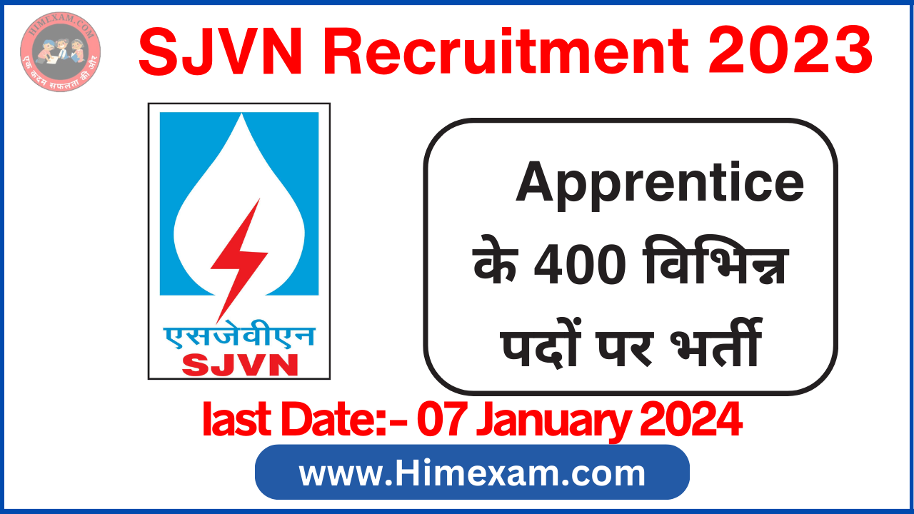 SJVN Apprentice Recruitment 2023 Notification Out For 400 Posts