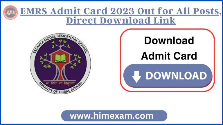 EMRS Admit Card 2023 Out for All Posts, Direct Download Link