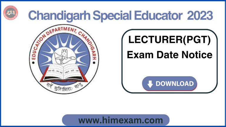 Chandigarh PGT Exam Date 2023