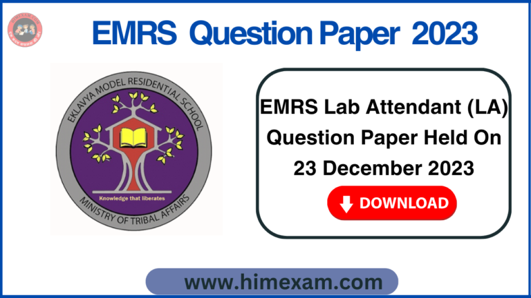 EMRS Lab Attendant (LA) Question Paper Held On 23 December 2023