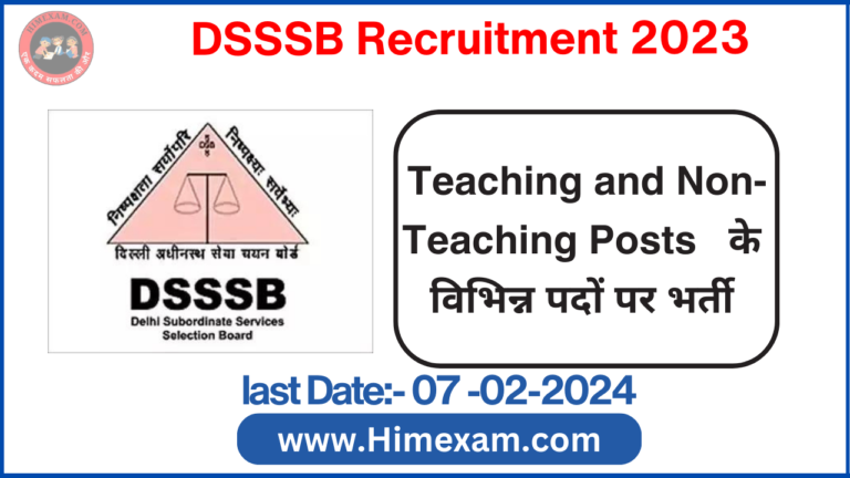 DSSSB Teaching and Non-Teaching Posts Recruitment 2024