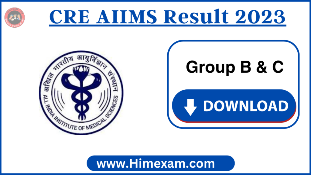 CRE AIIMS Result 2023 (3036 Post) Group B & C All India Common ...