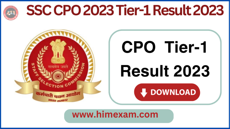 SSC CPO 2023 Tier-1 Result 2023