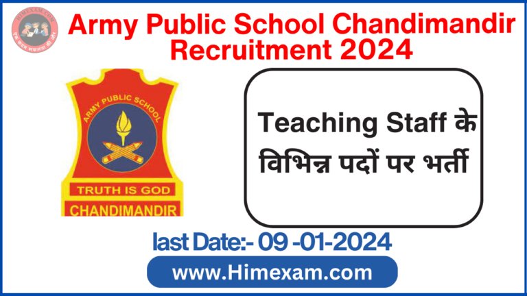 APS Chandimandir Teaching Staff Recruitment 2024