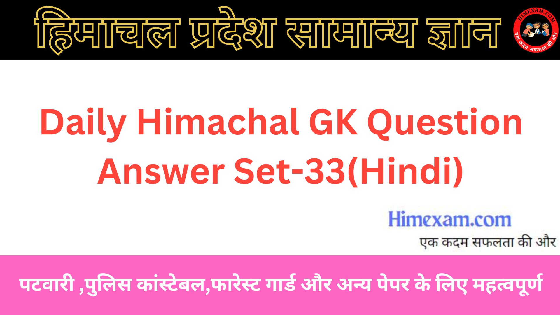 Daily Himachal GK Question Answer Set-33(Hindi)