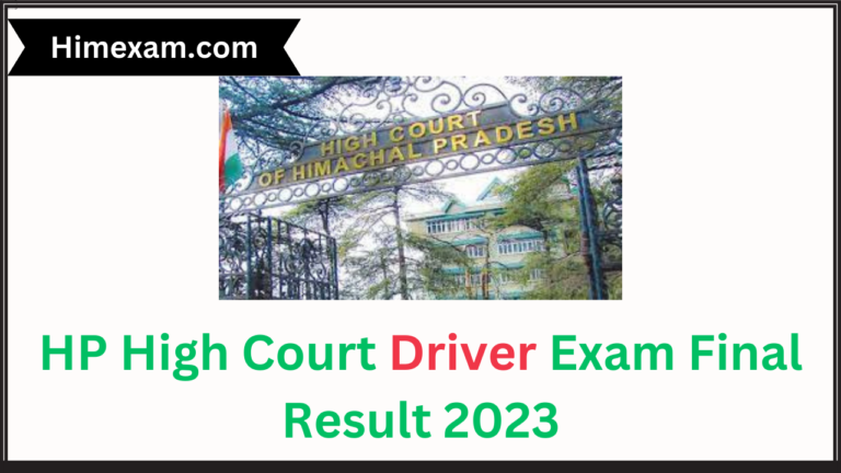 HP High Court Driver Exam Final Result 2023